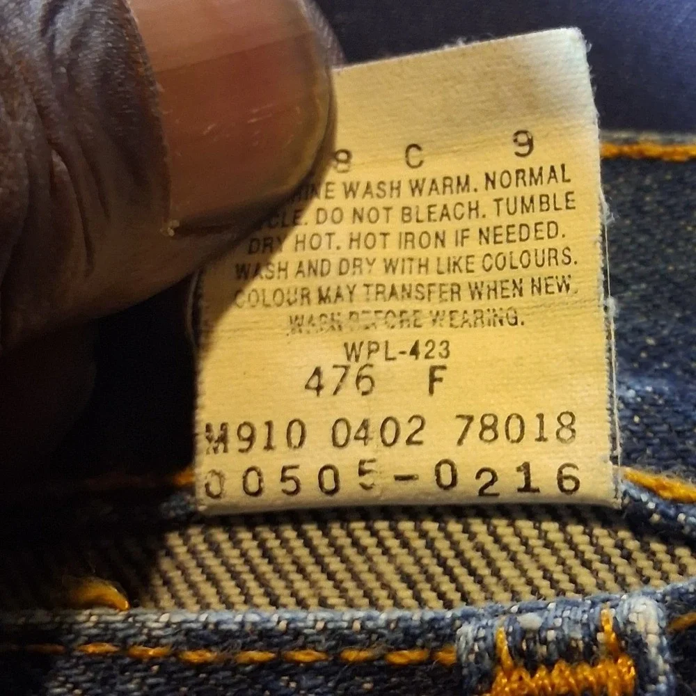 Levis 505 Mens 35x34 Vintage Regular Fit Straight Leg Blue Jeans Made in Canada